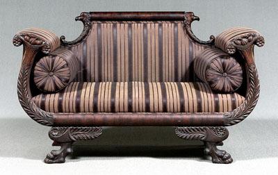 Appraisal: Classical carved mahogany loveseat of small size with eagle carved