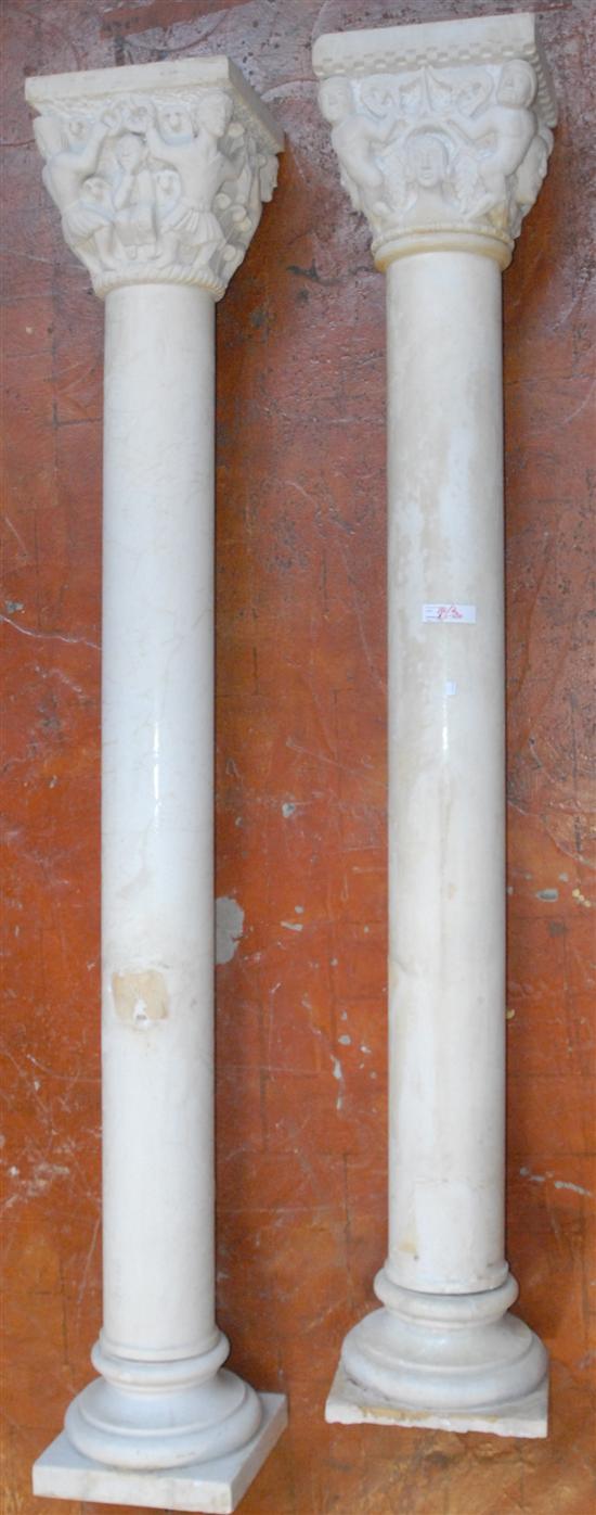 Appraisal: A PAIR OF CARVED MARBLE COLUMNS Property from the NYC