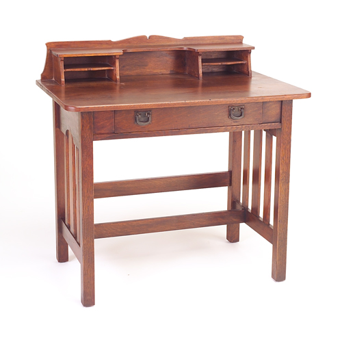 Appraisal: STICKLEY BROTHERS Writing desk with gallery top single drawer and