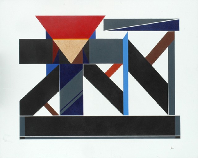 Appraisal: George Johnson born Red Triangle Construction no oil on canvas