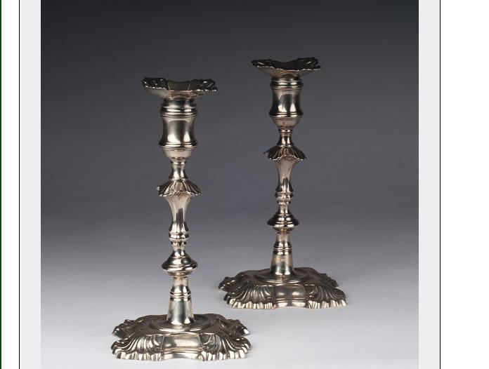 Appraisal: PAIR OF GEORGE III SILVER CANDLESTICKS JOHN CAFE LONDON -