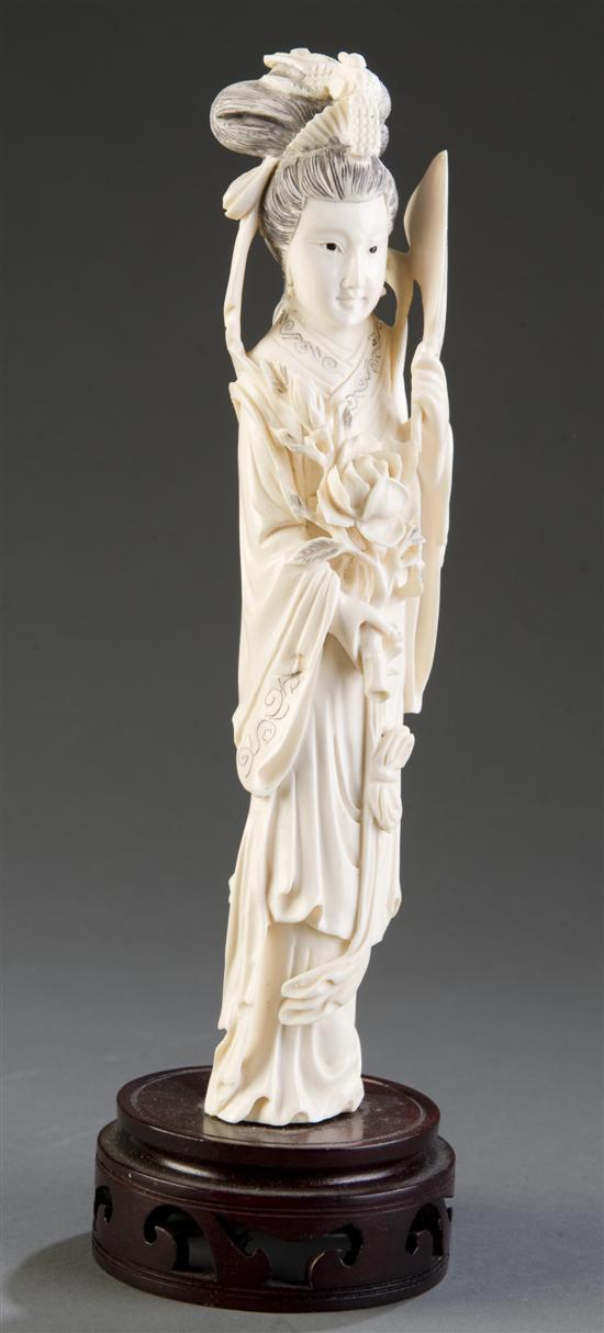 Appraisal: Chinese ivory carving of a lady Late Qing period Detailed