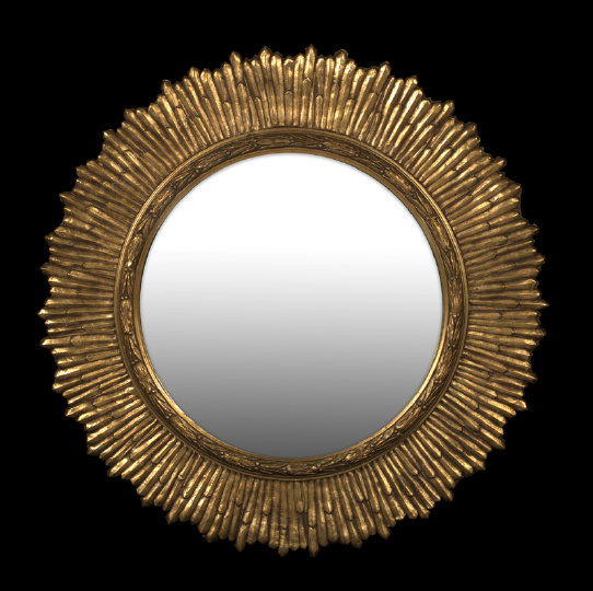 Appraisal: Italian Carved Giltwood Convex Looking Glass of sunburst form in