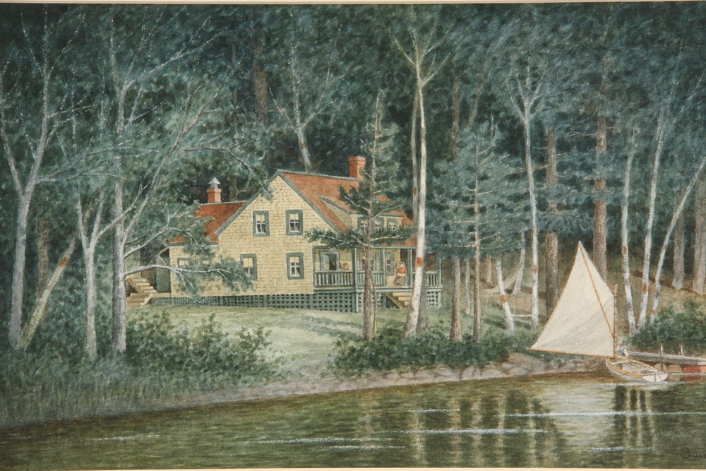 Appraisal: PERCY SANBORN ME - - A Maine Camp Scene circa