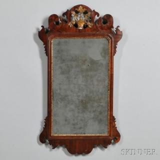 Appraisal: Mahogany and Gilt-gesso Mirror probably England late th century the