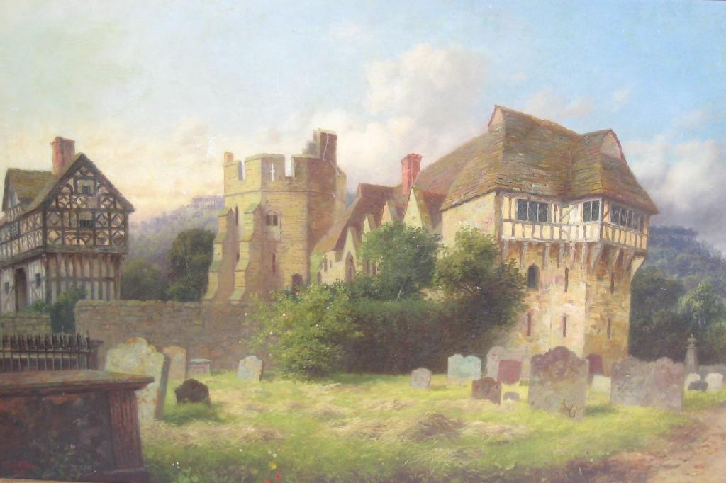 Appraisal: ARTHUR WILSON Stokesay Castle signed oil on canvas x in