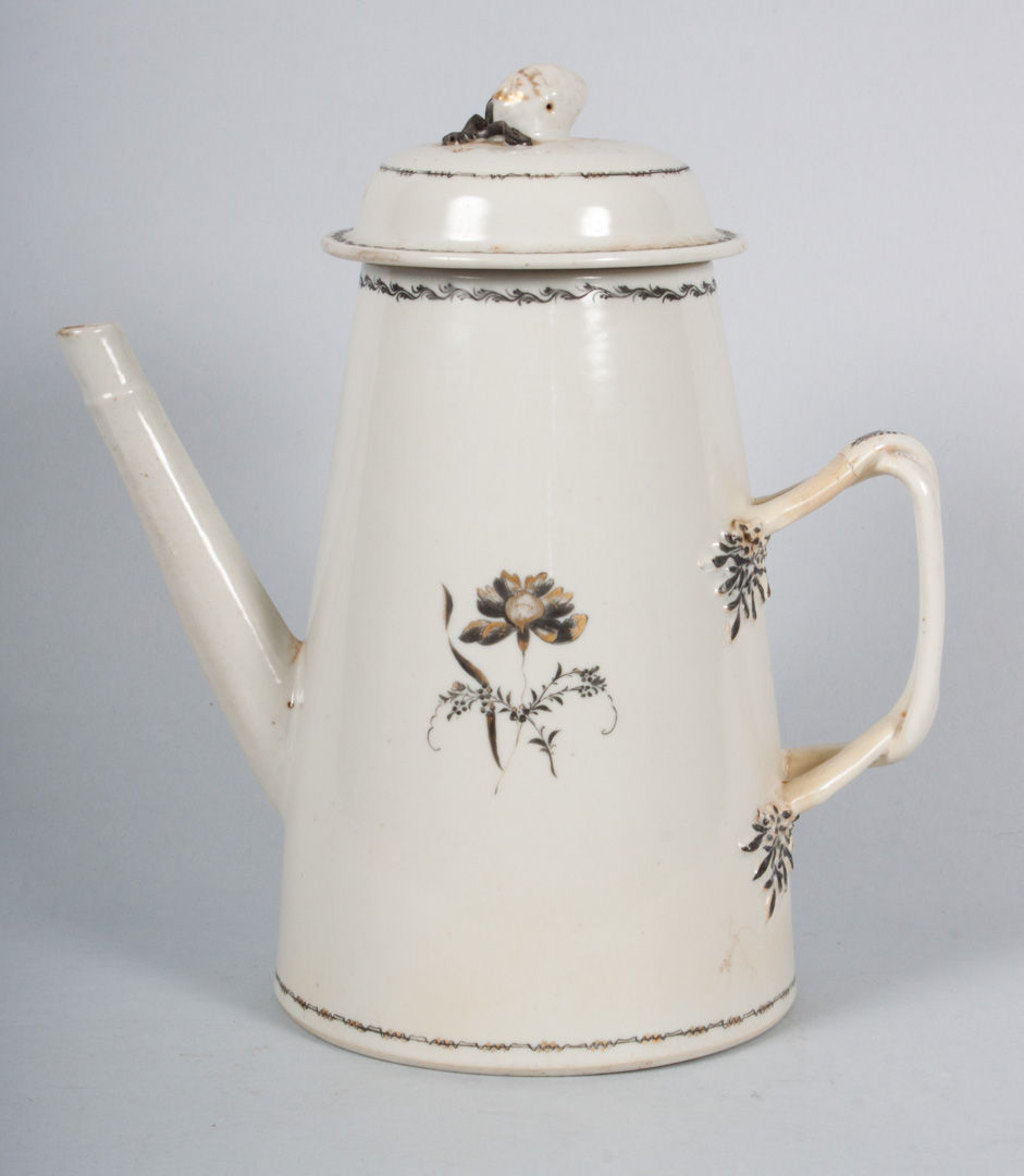 Appraisal: Chinese Export porcelain lighthouse coffee pot circa floral grisaille decoration