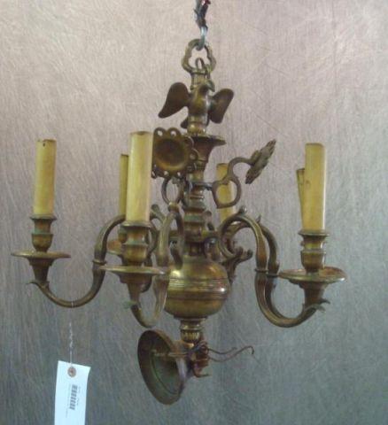 Appraisal: Antique Brass Arm Chandelier From a Greenwich location