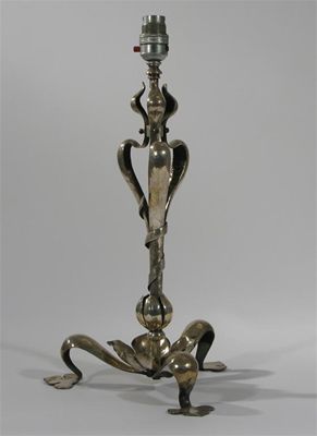 Appraisal: An Arts and Crafts silvered metal table lamp in the