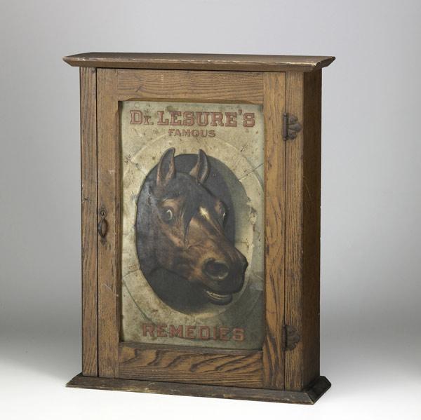 Appraisal: VETERINARY ADVERTISING CABINET Dr Le Sure s Famous Remedies chestnut