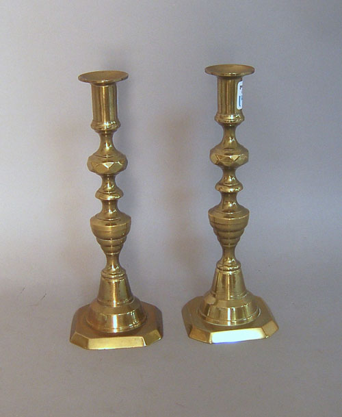 Appraisal: Pair brass candlesticks ca h