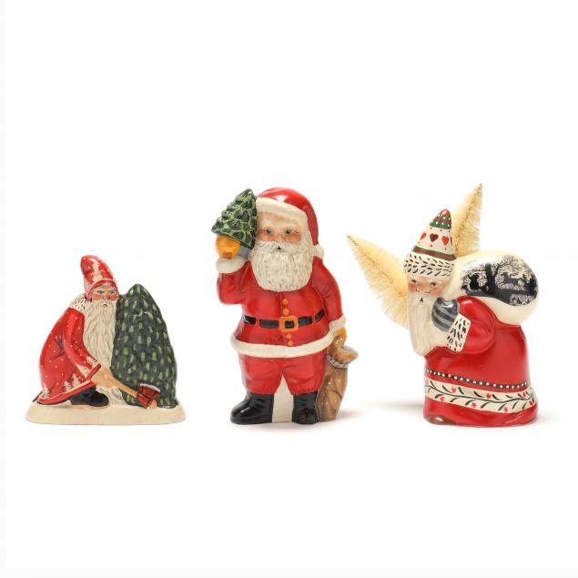 Appraisal: THREE VAILLANCOURT STARLIGHT SANTA FIGURES BOXED in original boxes with