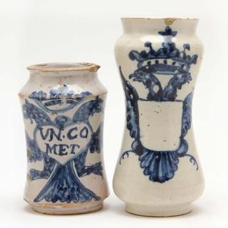 Appraisal: Two Majolica Drug Jars probably Spanish late th or early