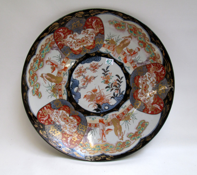 Appraisal: IMARI CHARGER hand enameled porcelain having central floral and foliage