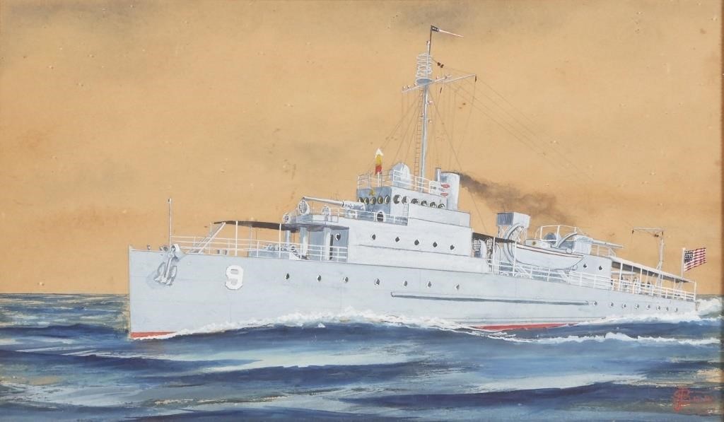 Appraisal: Joe Selby American - Gouache painting of the USS Eagle