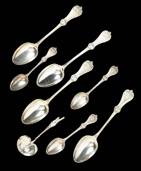 Appraisal: A group of coin and sterling flatware Comprising sterling Cat