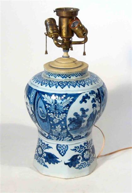 Appraisal: Chinese export porcelain blue and white baluster form vase Fitted