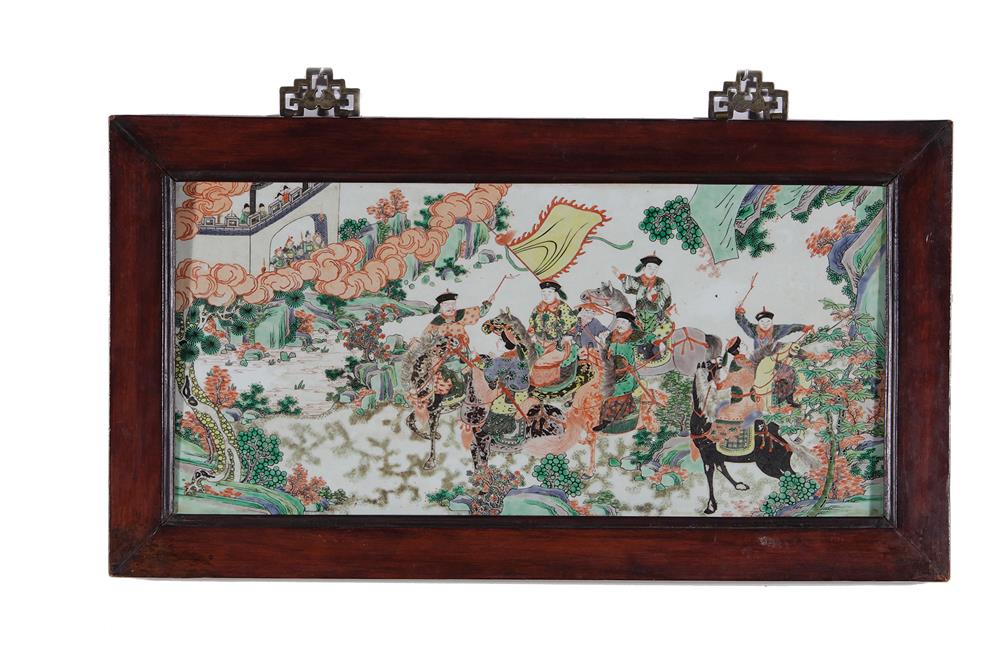 Appraisal: Chinese famille verte porcelain pictorial panel late Qing or Republic