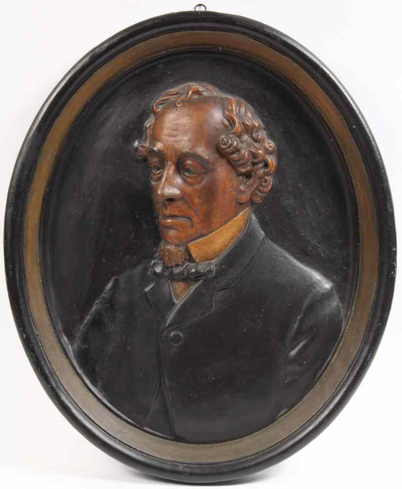 Appraisal: OVAL PORTRAIT PLAQUE OF BENJAMIN DISRAELI - bas relief in