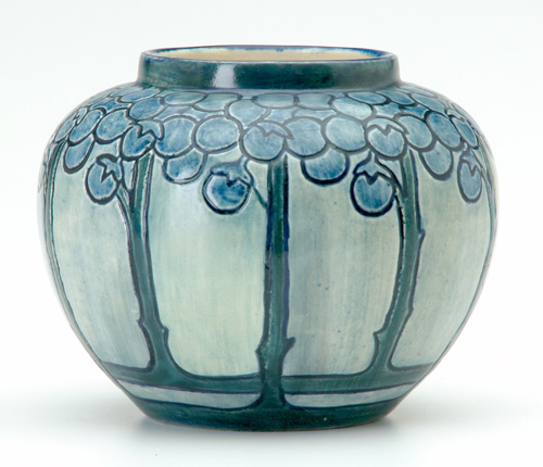 Appraisal: NEWCOMB COLLEGE Early squat vase by Marie Ross with fruiting