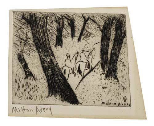 Appraisal: MILTON AVERY Riders in the Park Drypoint x mm x