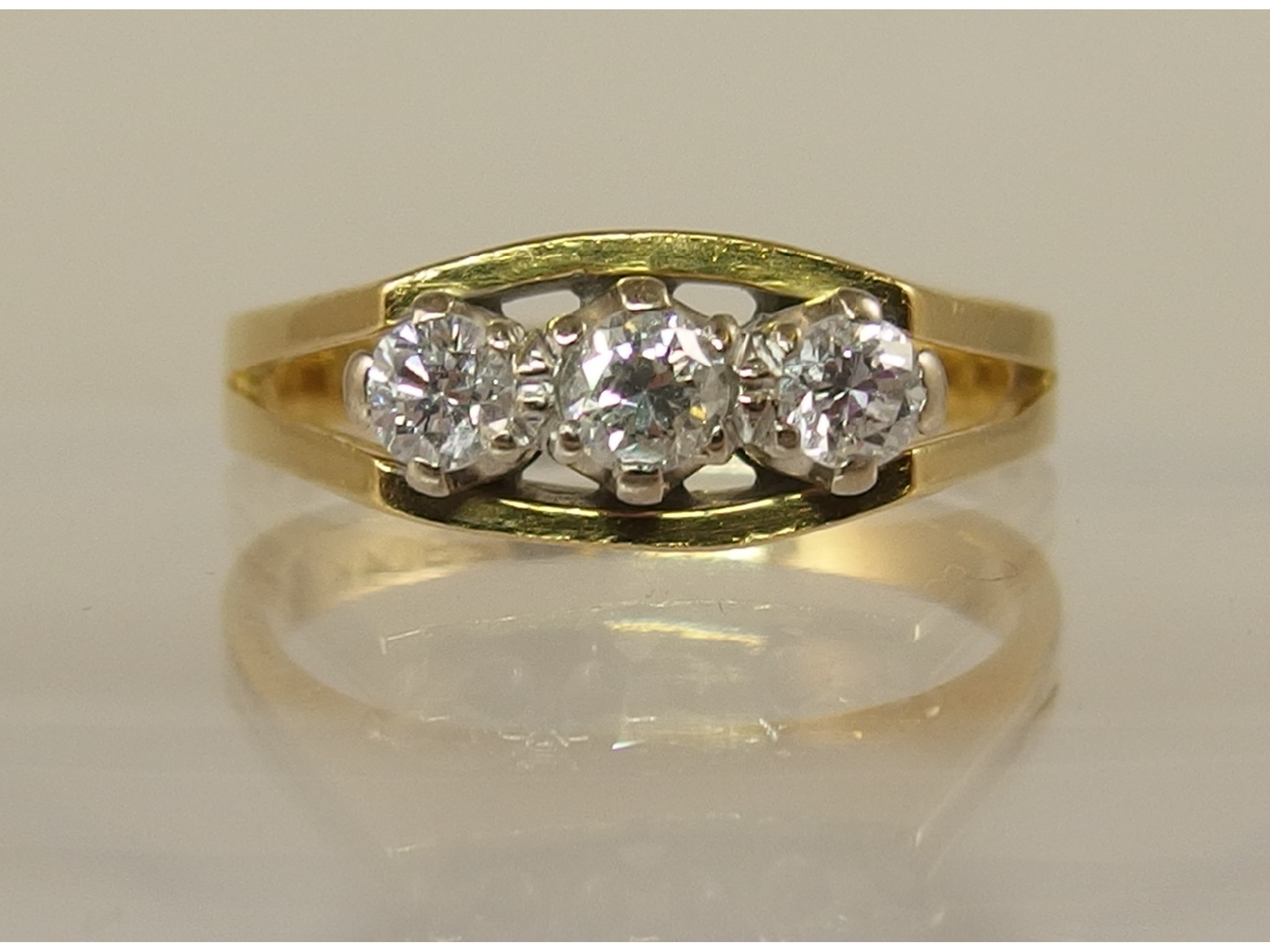 Appraisal: An ct retro three stone diamond ring of approx cts