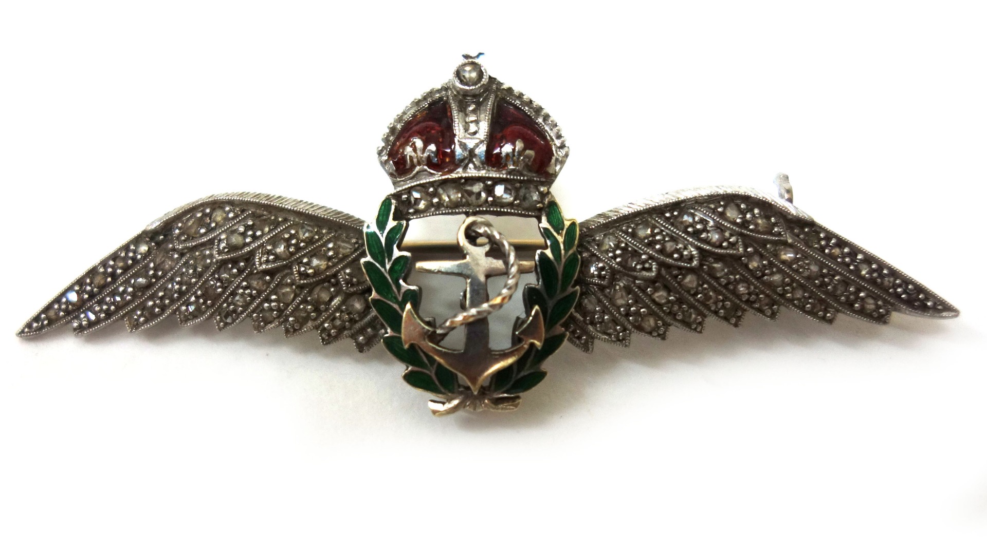 Appraisal: A rose diamond and enamel regimental brooch probably for the