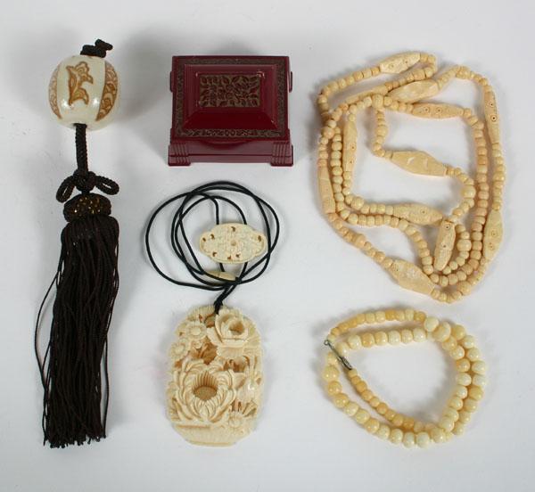 Appraisal: Lot of four Asian and Deco items including carved ivory