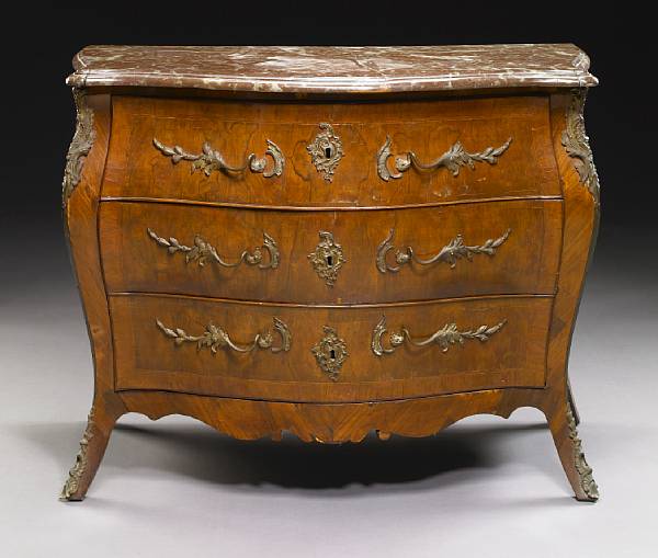 Appraisal: A Louis XV gilt bronze mounted walnut commode second half