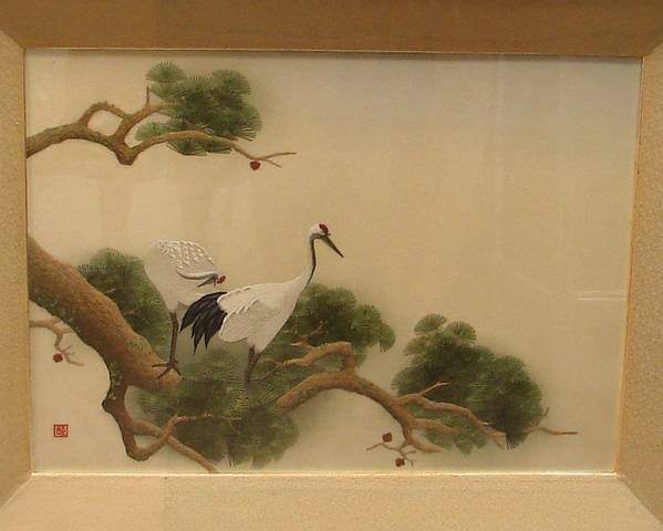 Appraisal: Herons in tree red chop mark lower left x Provenance