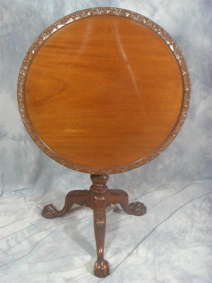 Appraisal: Carved mah Chippendale style bird cage tea table d Estimate