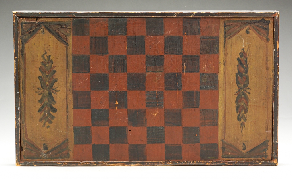 Appraisal: SMALL AMERICAN GAMEBOARD Twentieth century Single board with later painted