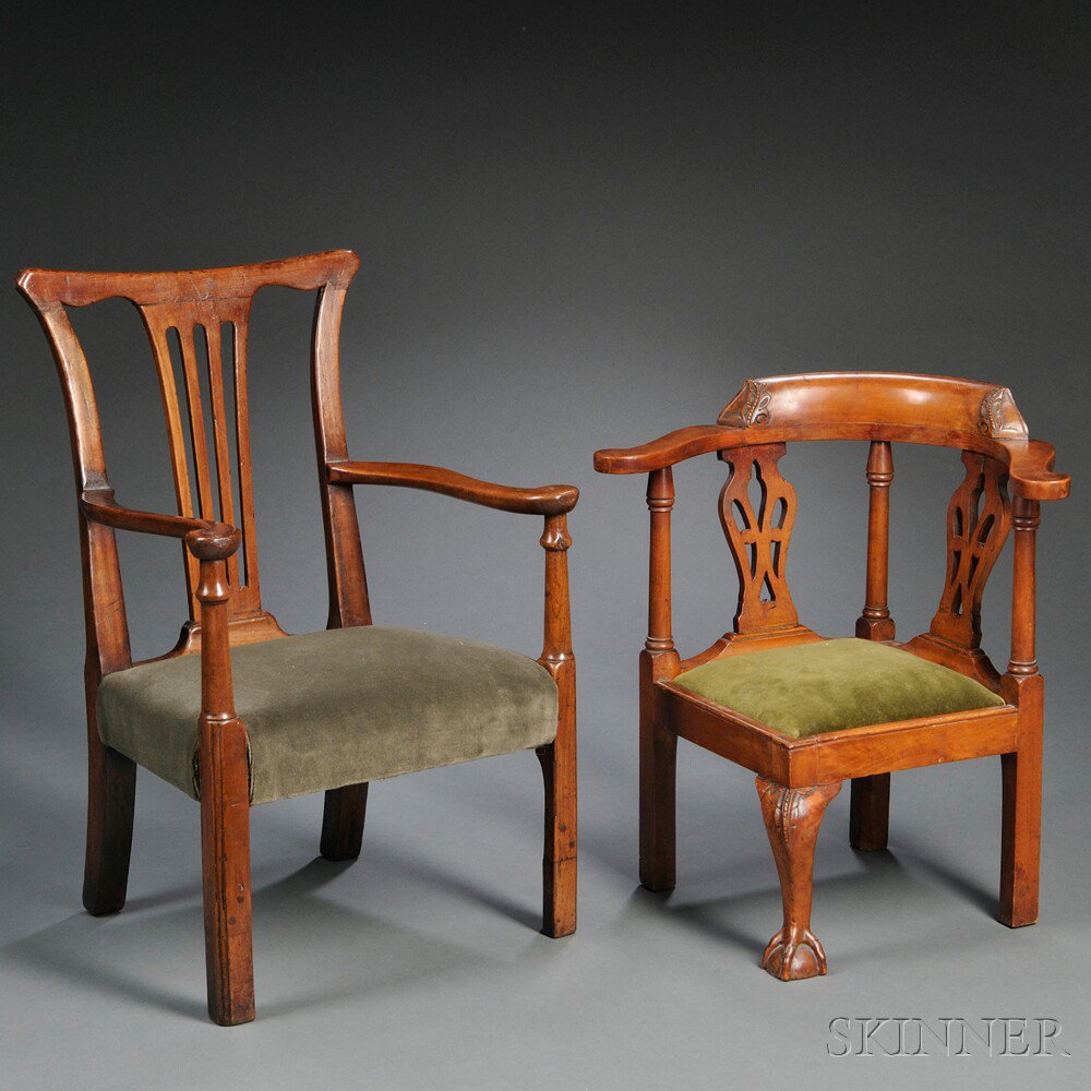 Appraisal: Two Child's Chairs a Georgian mahogany and elmwood armchair th