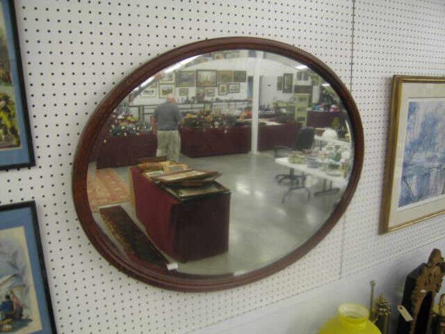 Appraisal: Oak Oval Mirror Beveled