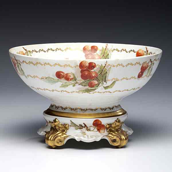 Appraisal: Limoges Punch Bowl and Stand French ca s a porcelain