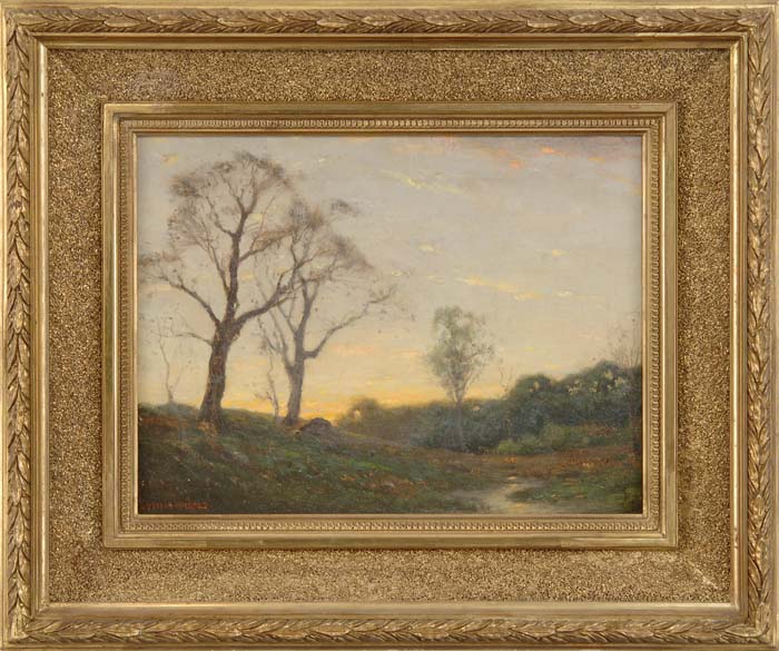 Appraisal: GUSTAVE ADOLF WIEGAND American - SUNSET LANDSCAPE Oil on panel