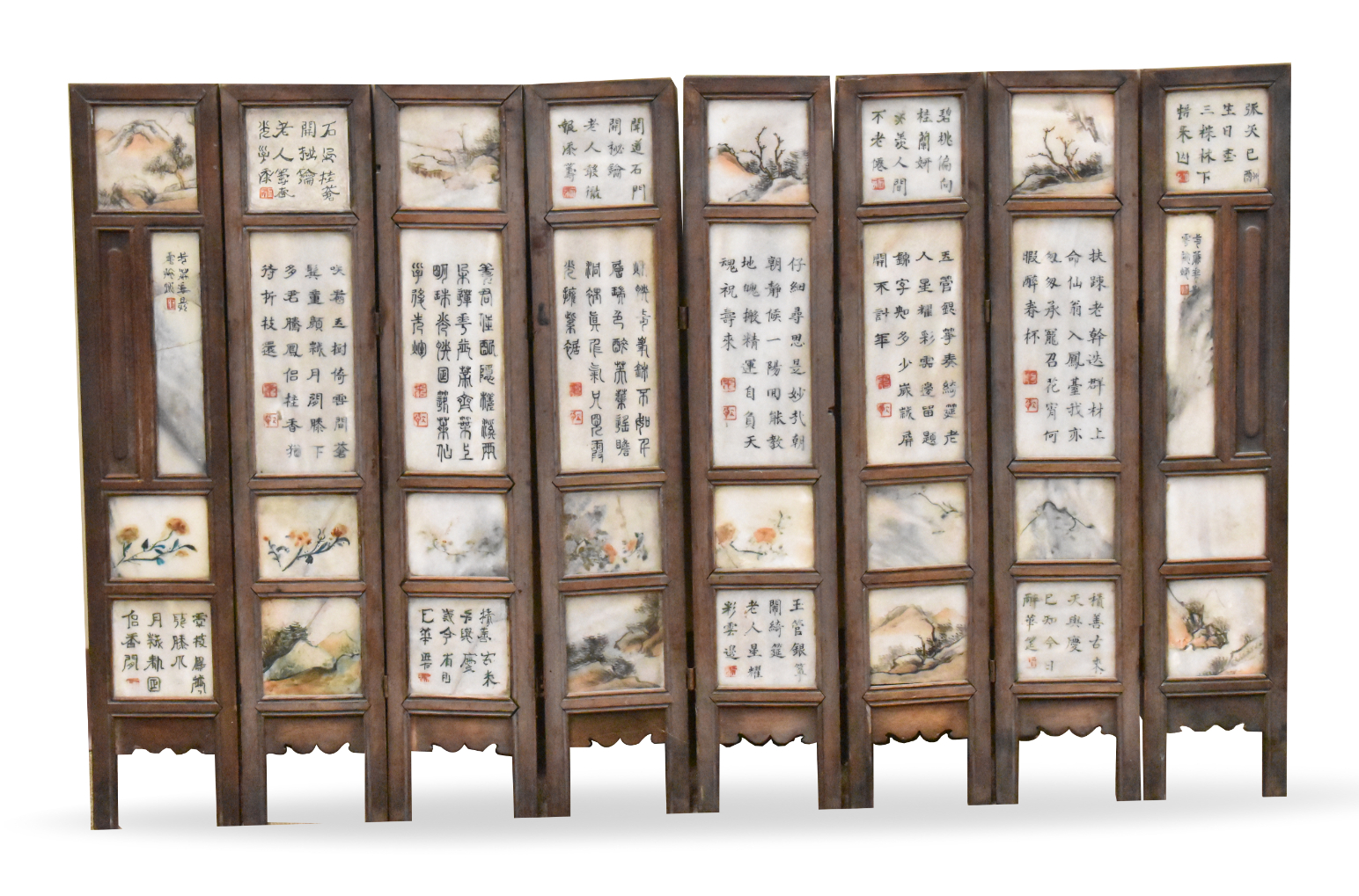 Appraisal: A set of eight Chinese enameled marble panels th Century