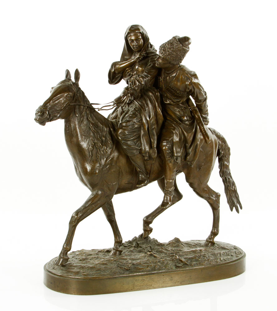 Appraisal: - Russian Young Girl on Horseback Bronze Russian Sculpture of