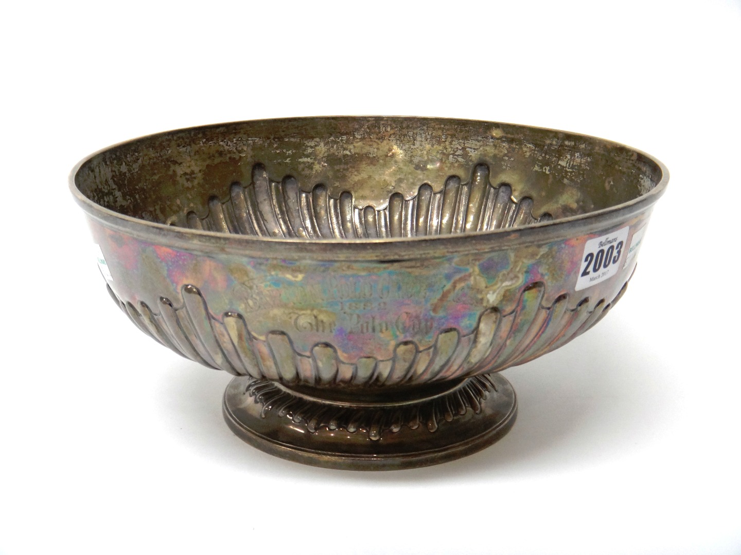 Appraisal: A circular bowl with semi spiral fluted decoration on a