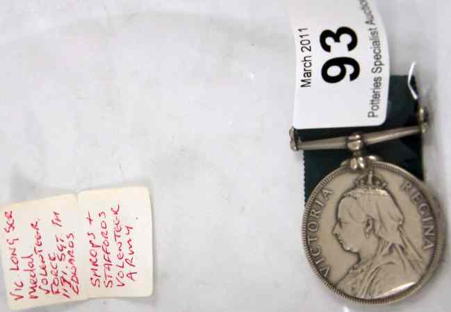 Appraisal: Victorian Long Service Medal Volunteer Army Shrops and Staffords SGT