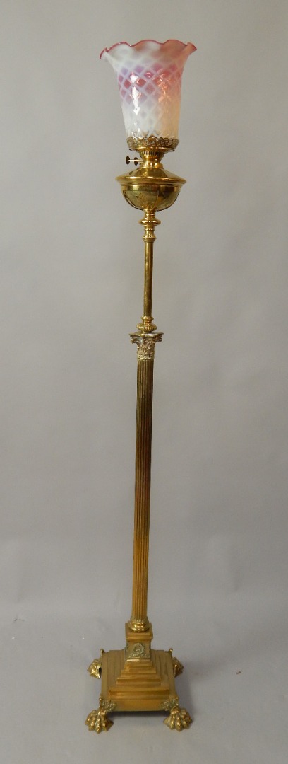 Appraisal: A brass lamp standard with of Corinthian column design with