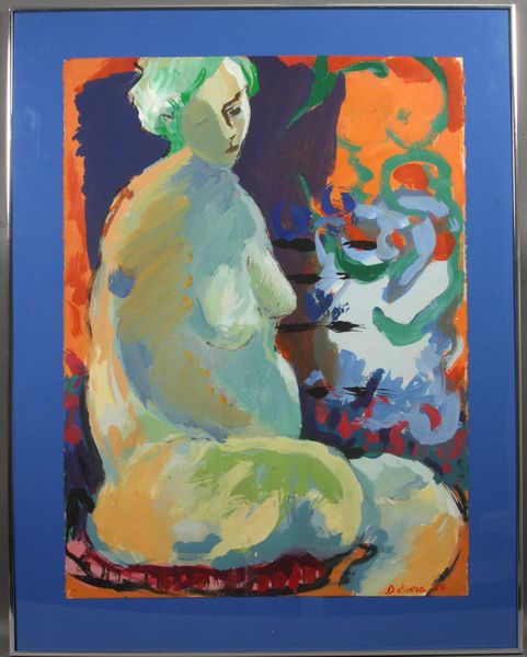 Appraisal: D Rivera seated nude o paper x x framed signed