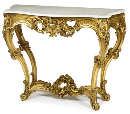 Appraisal: Louis XVI style carved and gilt console table th century