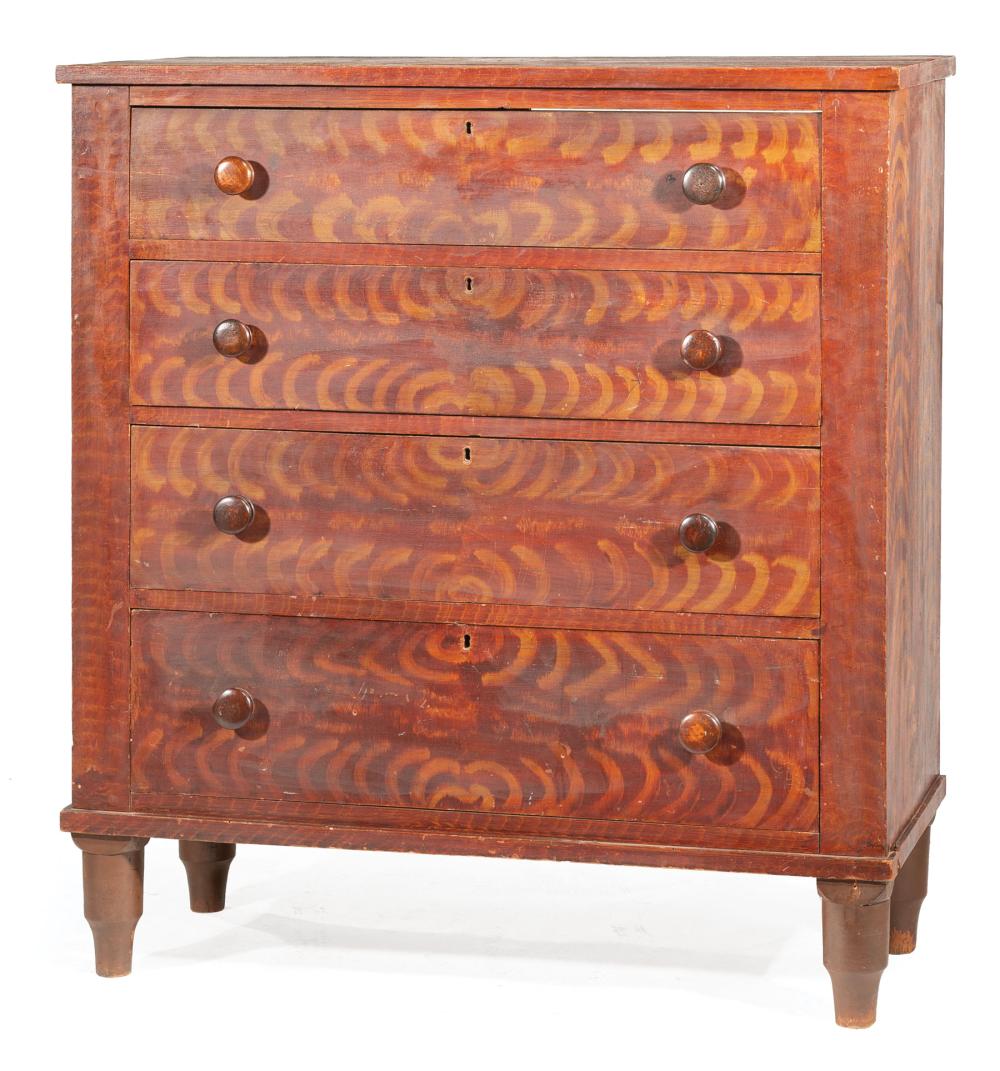 Appraisal: American Southern Grain-Painted Pine Chest of Drawers th c by