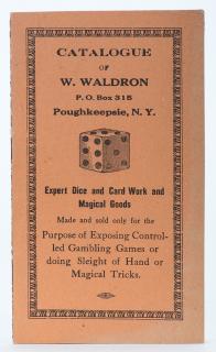 Appraisal: Catalogue of W Waldron Expert Dice and Card Work and