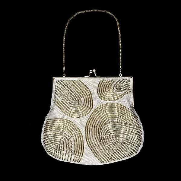 Appraisal: Evening Bag with Bugle Beads Small beaded evening bag with