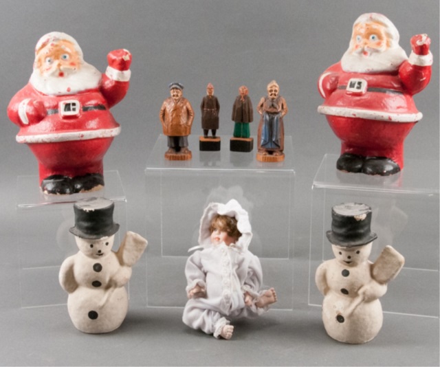 Appraisal: Lot of Nine Figurines Two Santa's two snowmen etc