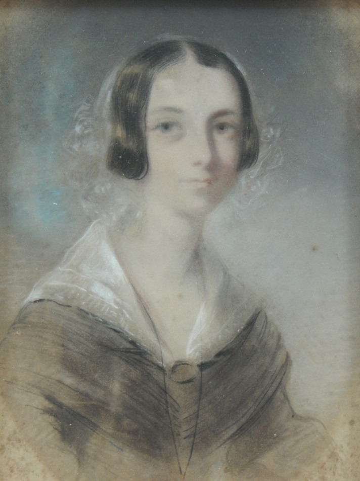 Appraisal: thC British School Portrait of a young woman watercolour cm