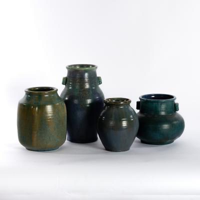 Appraisal: Upchurch a two-handled blue green vase cm high and three