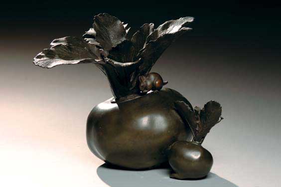 Appraisal: JAPANESE BRONZE OKIMONO Realistically cast and very whimsical antique Japanese